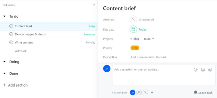 Asana task management