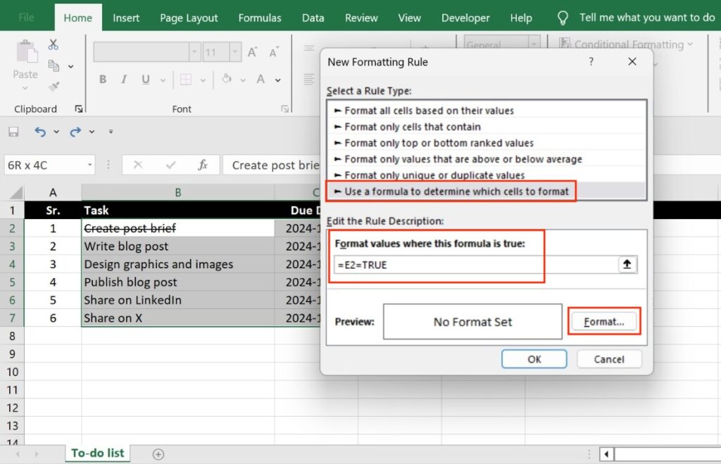 Enable conditional formatting