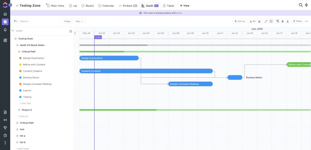 A screenshot of ClickUp.