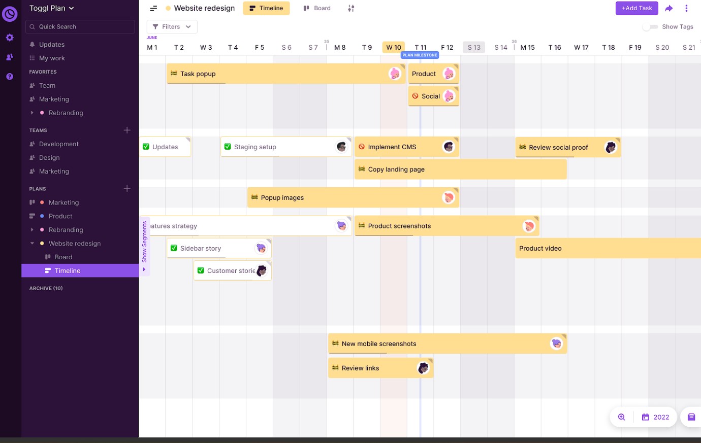 Toggl Plan screenshot.