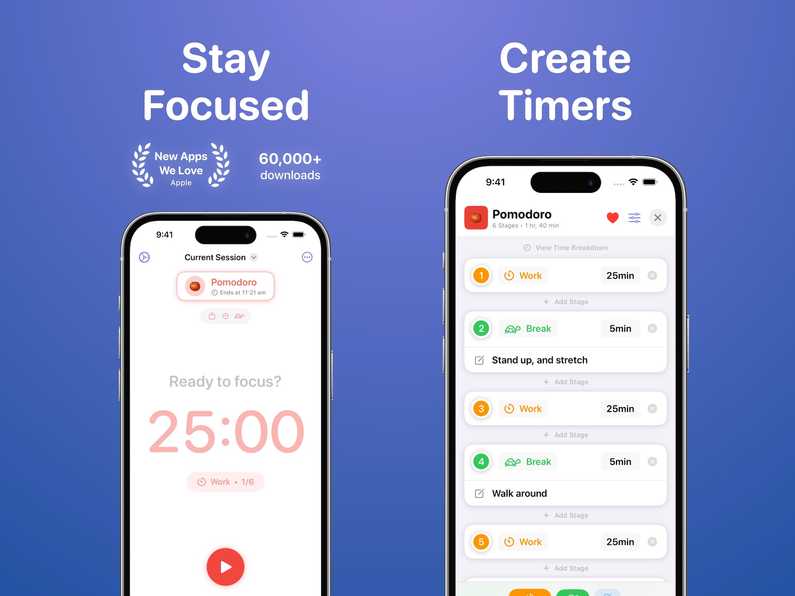Screenshot of Focused Work app that works with Toggl Track