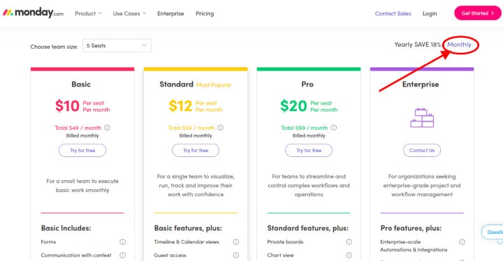 Monday.com price plans