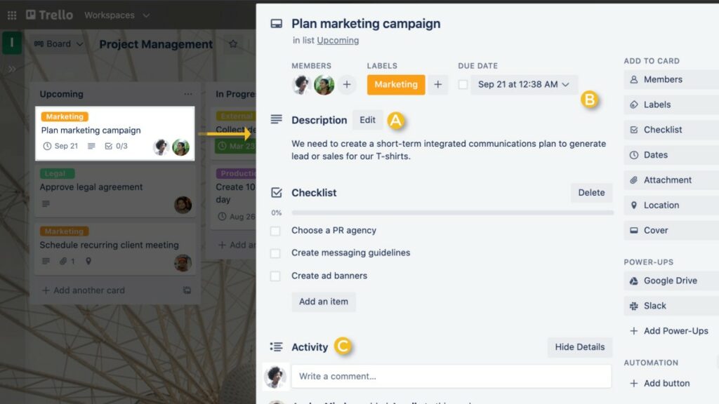 Trello's task card