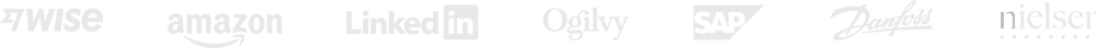 Company logos: Wise, Amazon, LinkedIn, Ogilvy, SAP, anfoss, Nielsen