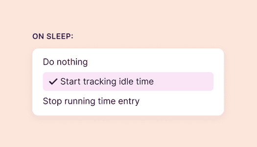 Options for idle tracking in Toggl Track desktop apps