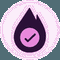 Icon of fire with a checkmark on it