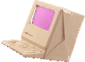 A 3D illustration of a tilted computer