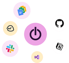 Toggl Track icon surrounded by logos of apps we integrate with