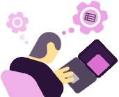 Illustration of someone working on their laptop and thinking about setting up Google Sheets manually