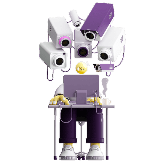 Illustration of an office worker being monitored intensively