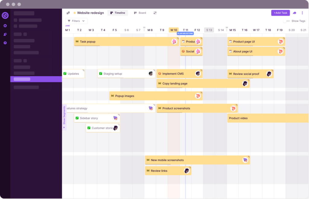 Project timeline Toggl Plan's drag and drop <a class=