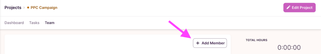 A screenshot of Toggl Track showing how to add a new team member.