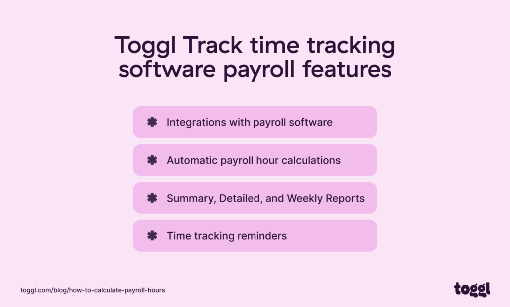 Toggl Track time tracking software payroll features