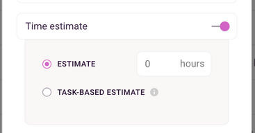 Adding a task time estimate in Toggl Track.
