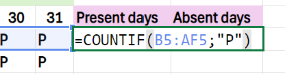 Excel screenshot with formula.