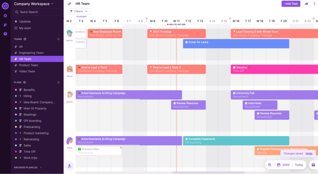 Team Timeline in Toggl Plan.