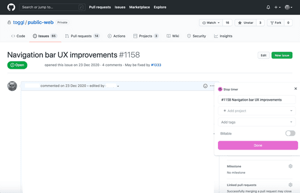 Start the timer in GitHub