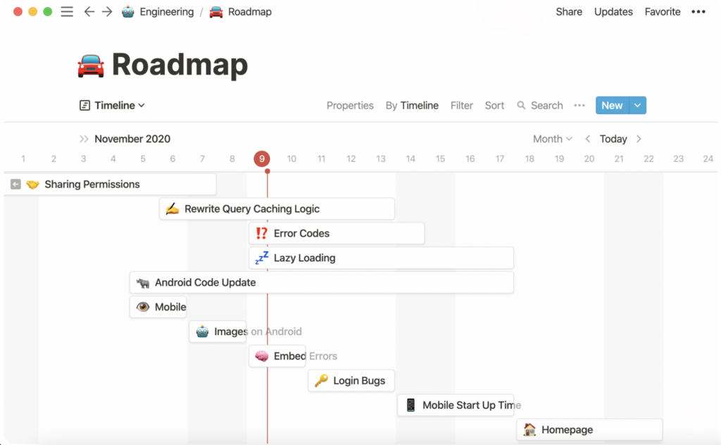 A screenshot of Notion.
