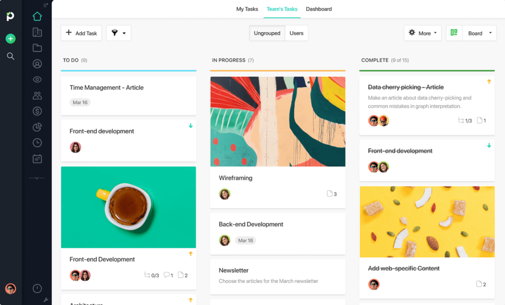 Paymo Kanban board