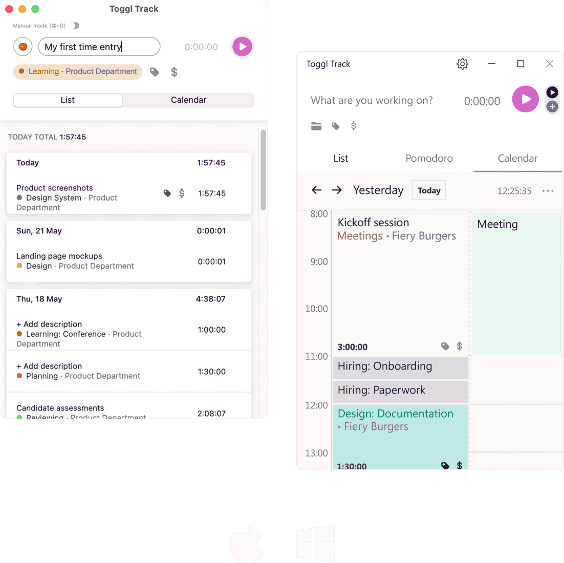 Toggl Track desktop app for Mac and Windows