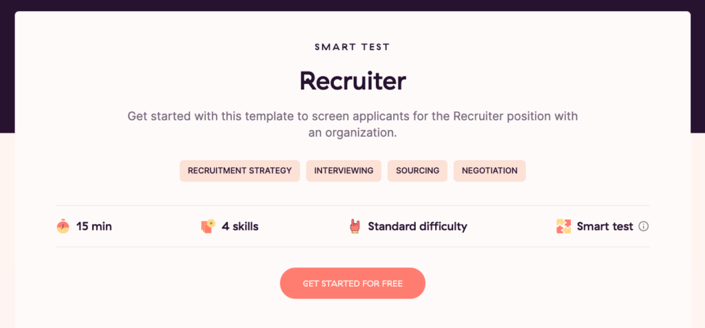 Recruiting skills assessment test