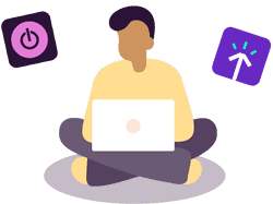 Illustration of people at a desk thinking. There are Toggl Track and Timely icons on the desk.
